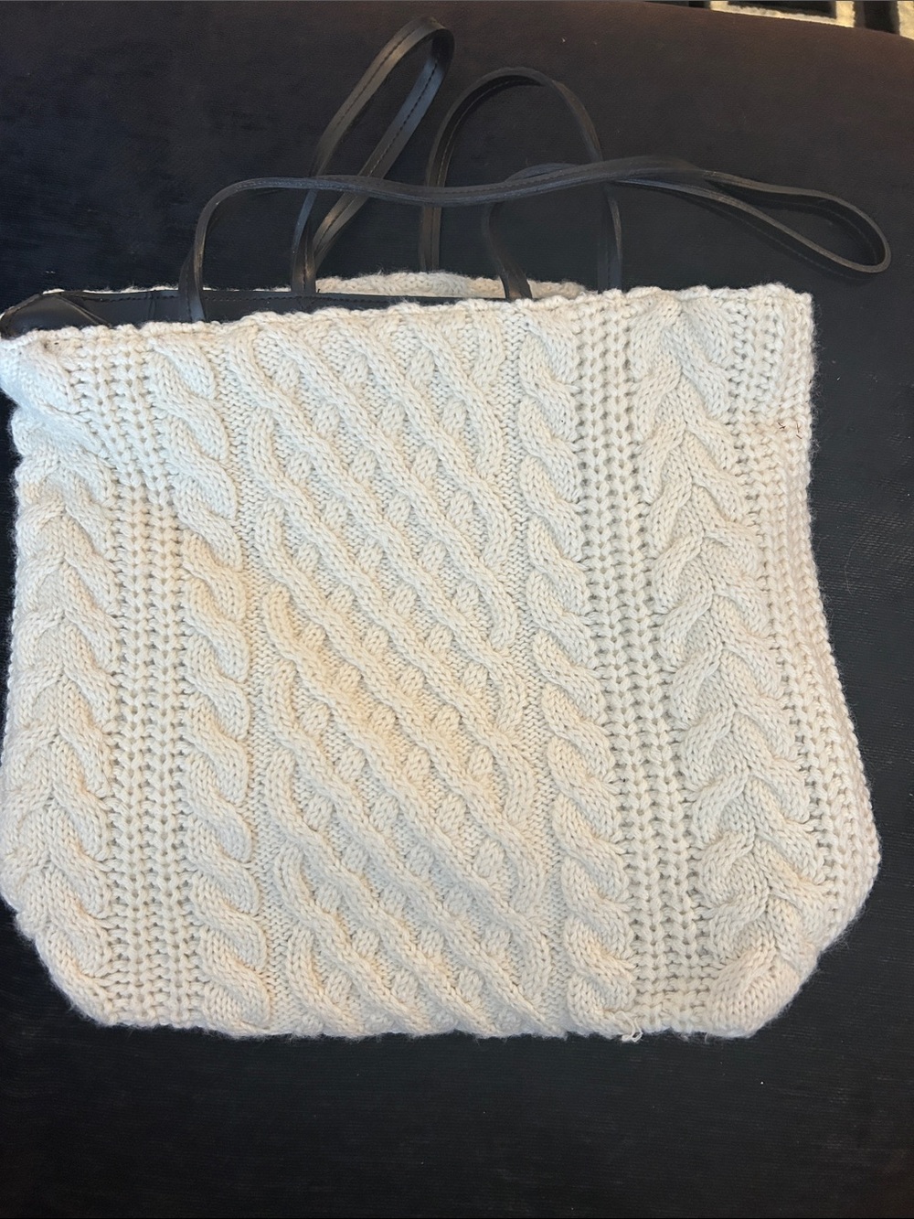 Nine West Knitted Cable Tote Bag in Cream